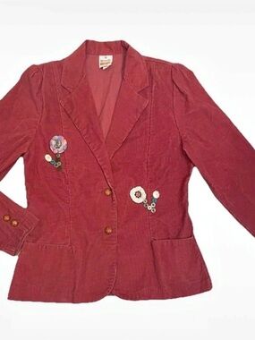 Vintage Wrangler Juniors Corduroy Blazer in Burgandy Juniors Size 11 Upcycled 15